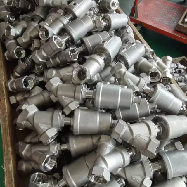 straight through stainless steel pneumatic angle seat valve