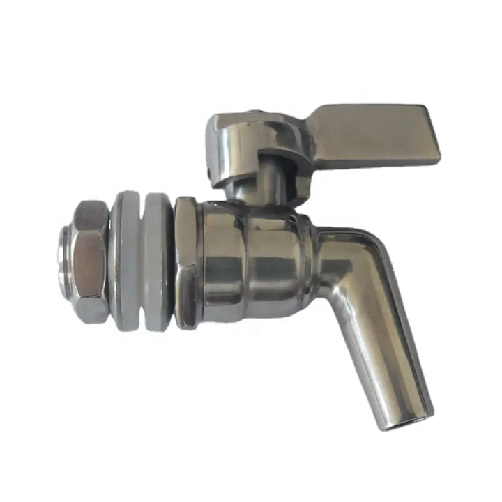 Stainless Steel 304 Homebrewing Beer Tap – 3/8", 1/2", 3/4", 1"Beverage Dispenser Faucet with O Gasket and Nut