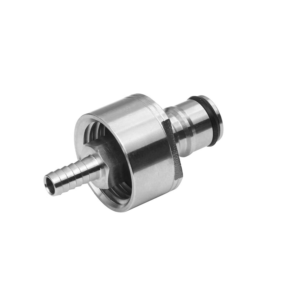 Stainless Steel Carbonation Cap Counter Pressure Bottle Filling with 5/16" Barb Ball Lock Type CO2 Coupling Carbonate Soda Beer