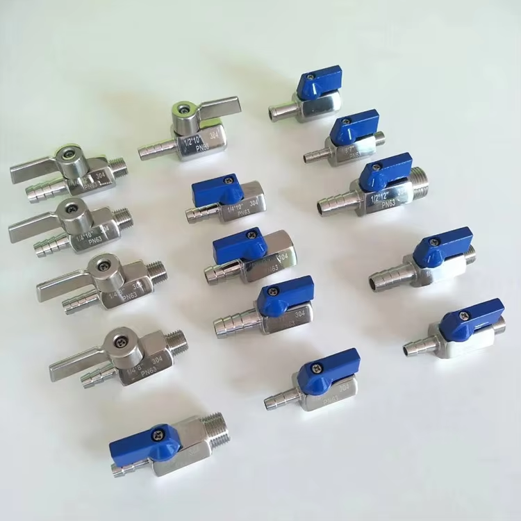 Stainless Steel 304 316 Threaded Mini Ball Valve with Hose Tail