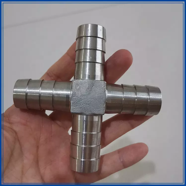 Stainless Steel 304/316 Hose Cross Fitting + Shape Hose Connector for High-Pressure Tubing, Hydraulic Pipe Fitting