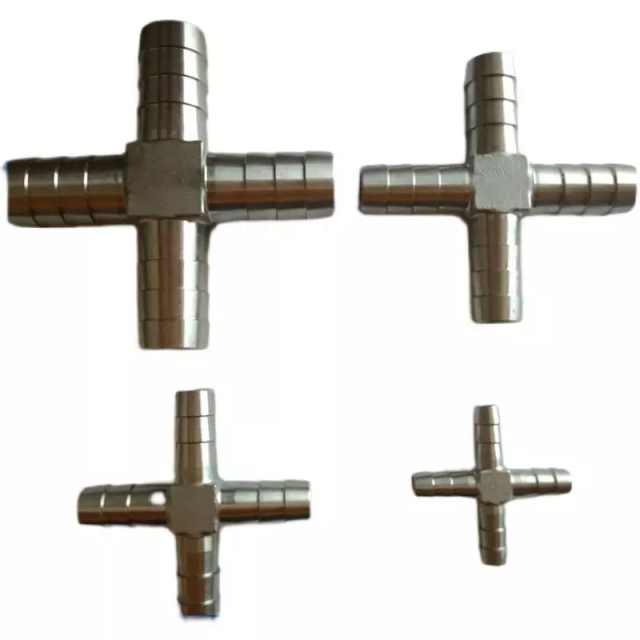 Stainless Steel 304/316 Hose Cross Fitting + Shape Hose Connector for High-Pressure Tubing, Hydraulic Pipe Fitting