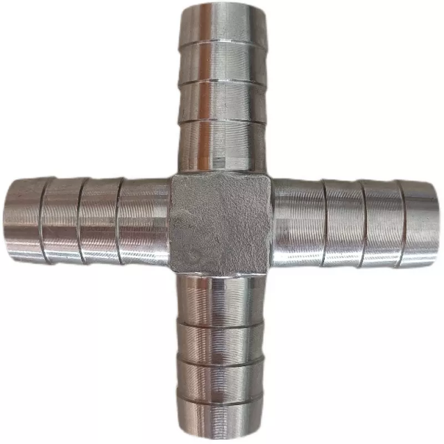 Stainless Steel 304/316 Hose Cross Fitting + Shape Hose Connector for High-Pressure Tubing, Hydraulic Pipe Fitting