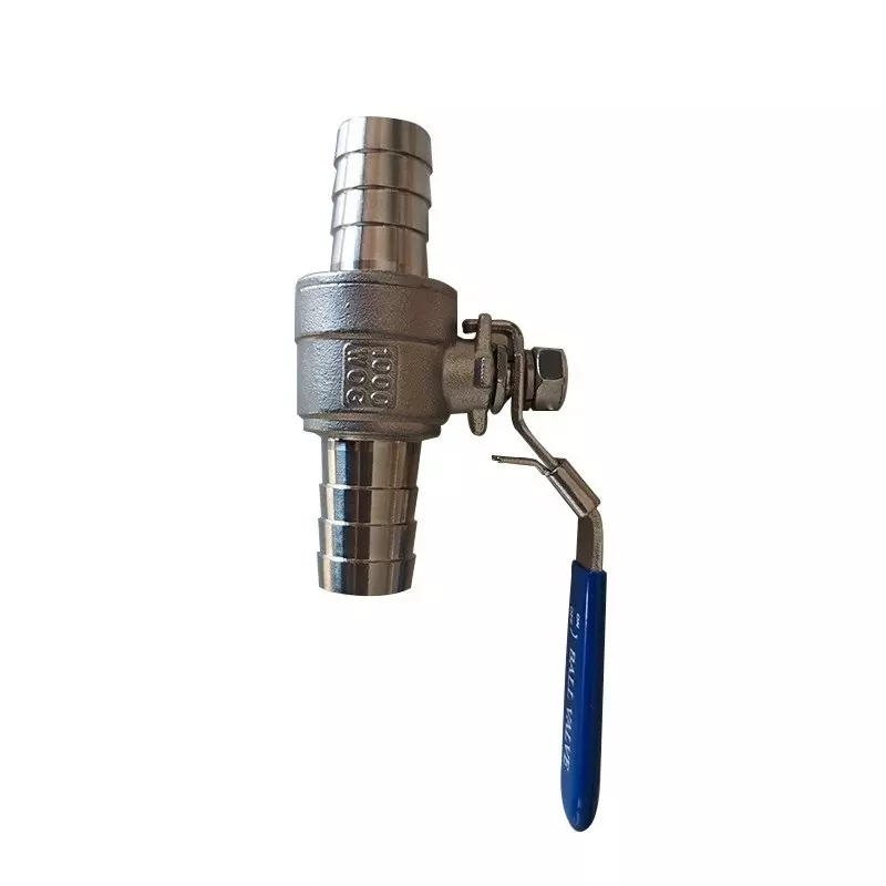 Custom Stainless Steel 304 316 Hose Tail Valve Stainless Steel Two-Piece Double Hose Ball Valve with Barbed Fittings