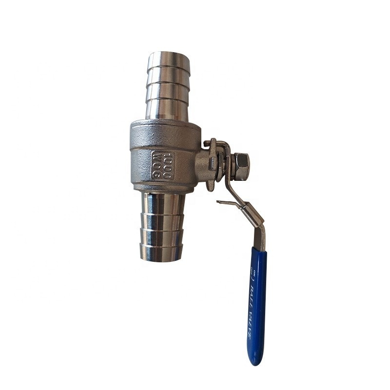 Custom Stainless Steel 304 316 Hose Tail Valve Stainless Steel Two-Piece Double Hose Ball Valve with Barbed Fittings