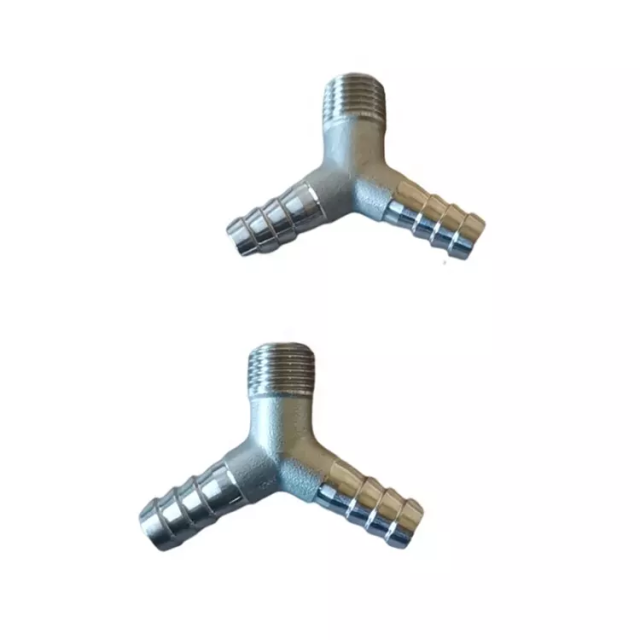 Custom Stainless Steel 304 316 Threaded Y Shaped Hose Tail Nipple