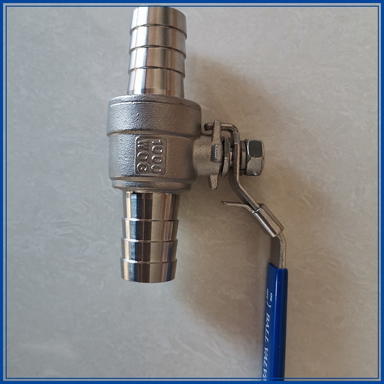Custom Stainless Steel 304 316 Hose Tail Valve Stainless Steel Two-Piece Double Hose Ball Valve with Barbed Fittings