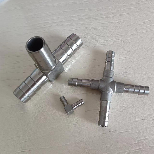 Stainless Steel 304/316 Hose Cross Fitting + Shape Hose Connector for High-Pressure Tubing, Hydraulic Pipe Fitting