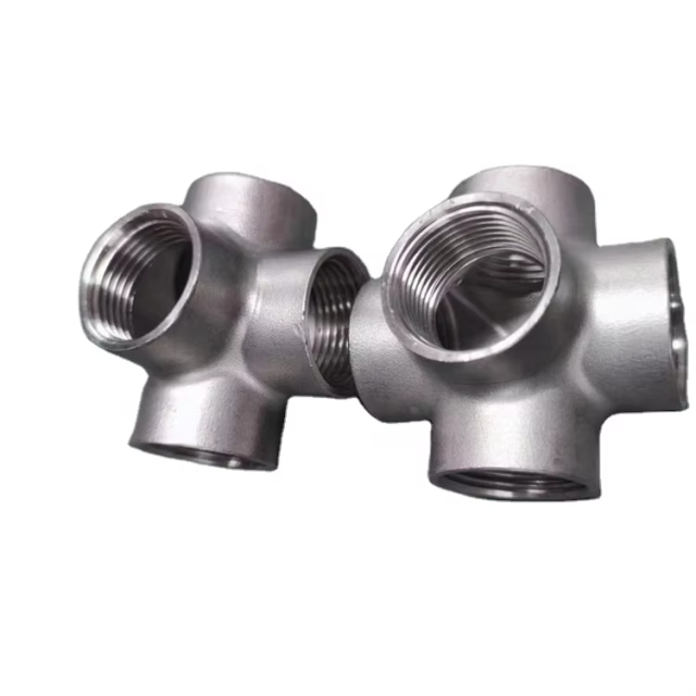 Custom Investment Casting Stainless Steel 304 316 Female Threaded Cross Five-way Threaded Pipe Fittings