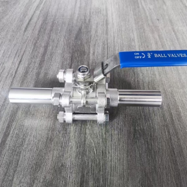 Custom Hot Sale High Quality Stainless Steel 304 316 3PCS Long Butt Weld End Ball Valve