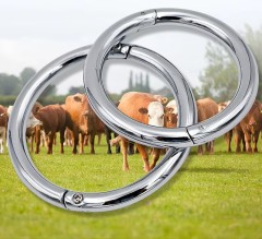 Stainless Steel Cattle Nose Rings Bull Ox Cow Bovine Traction Clasp Farm Animal