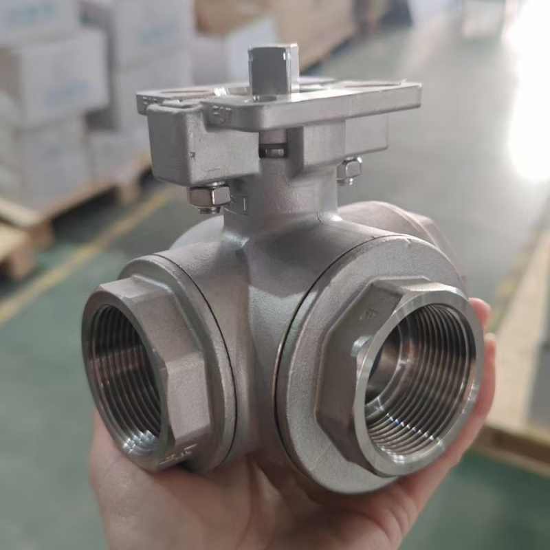 Stainless Steel 304 316 L type T type Threaded Three-Way Ball Valve