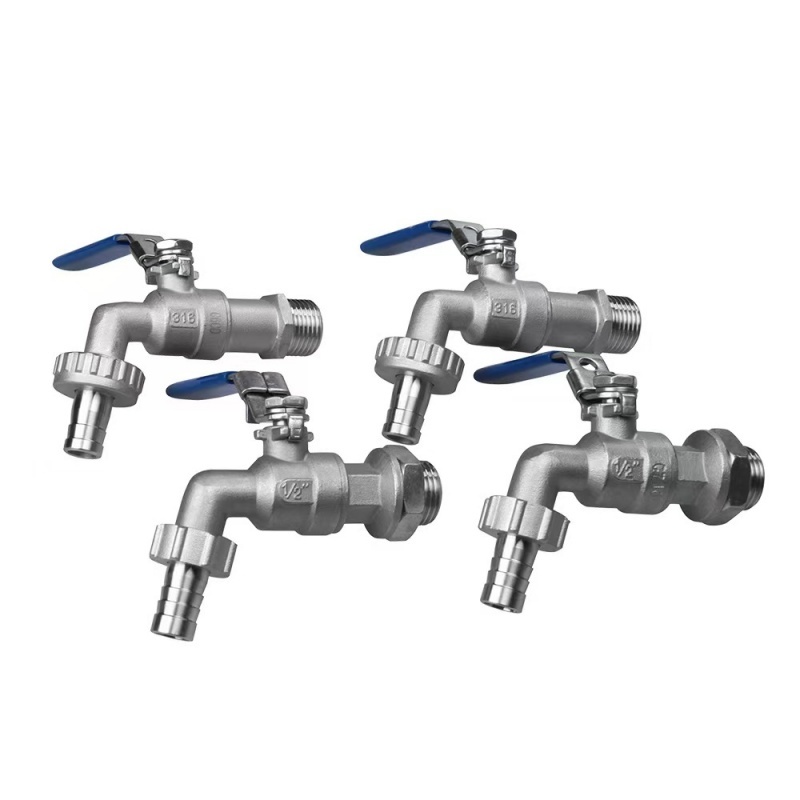 Custom Stainless Steel 45 degree 304 316 Threaded Ball Valve with Hose Barb Ends Stainless Steel Two-Piece Ball Valve with Barbed Fittings (Hose Tail) Stainless Steel Threaded Ball Valve with Barbed Connections