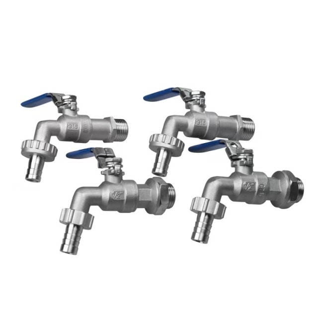 Custom Stainless Steel 304 316 Bibcock Valve Stainless Steel Hose Tail Tap Garden Hose Bib SS304 316 Hosebibbs