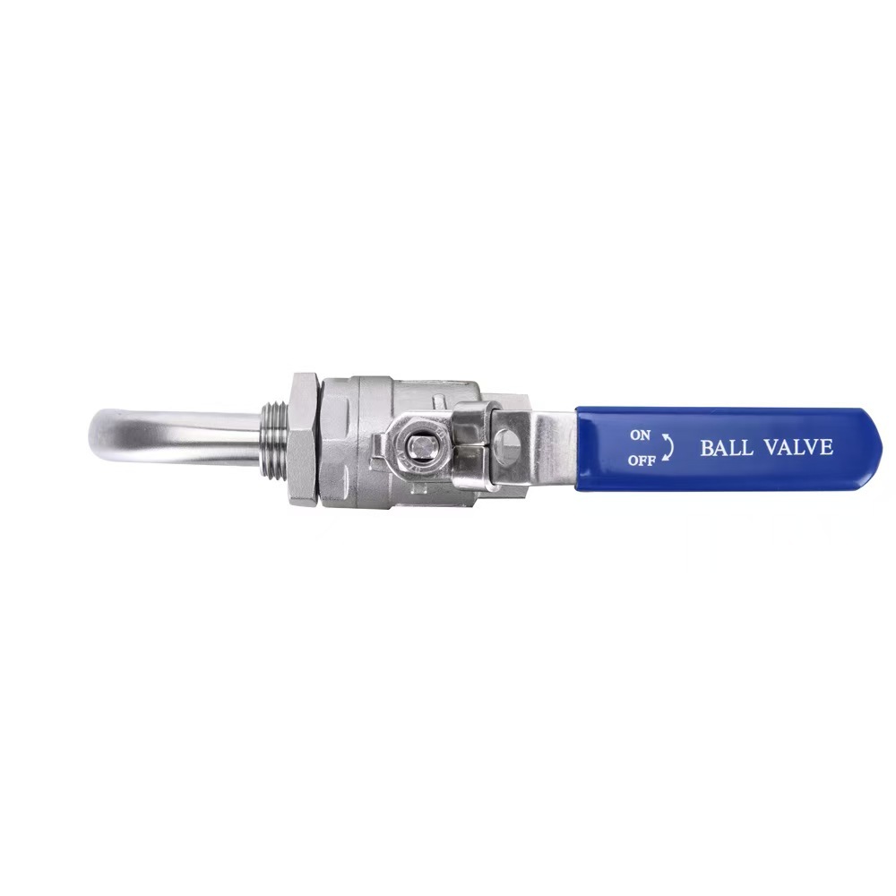 Good Quality Custom Stainless Steel 304 316 2 PCS Ball Valve with Bent Pipe S.S. Ball Valve with Long Pipe Water-Testing Tap