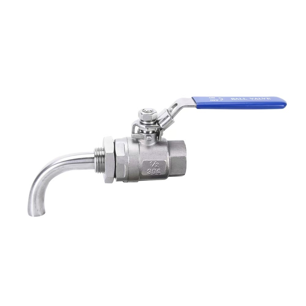 Good Quality Custom Stainless Steel 304 316 2 PCS Ball Valve with Bent Pipe S.S. Ball Valve with Long Pipe Water-Testing Tap