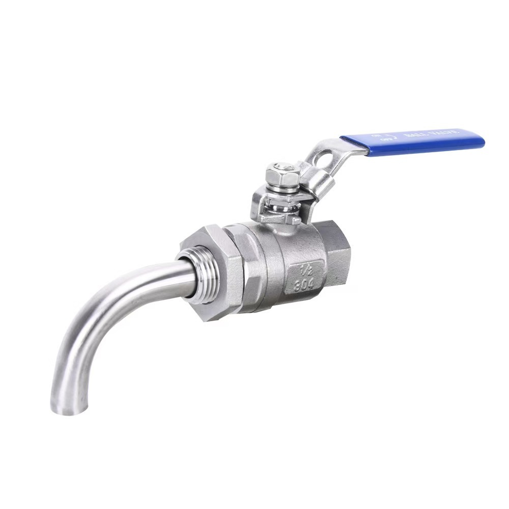 Good Quality Custom Stainless Steel 304 316 2 PCS Ball Valve with Bent Pipe S.S. Ball Valve with Long Pipe Water-Testing Tap