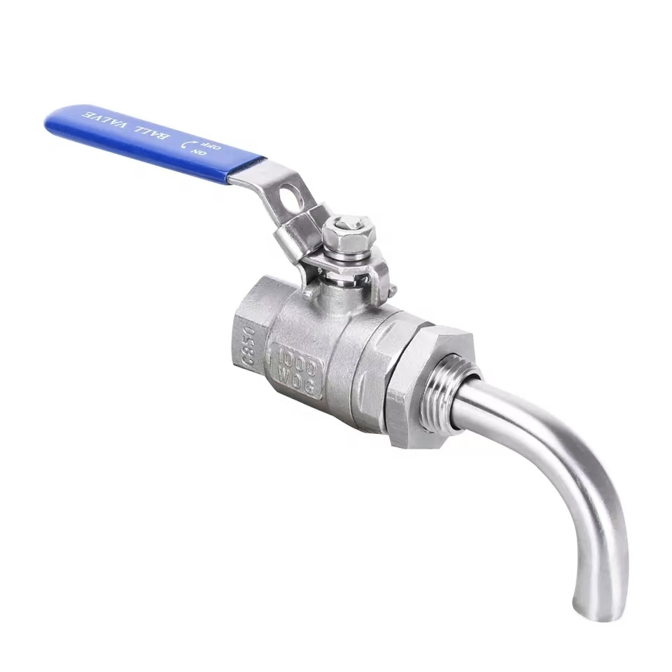 Good Quality Custom Stainless Steel 304 316 2 PCS Ball Valve with Bent Pipe S.S. Ball Valve with Long Pipe Water-Testing Tap