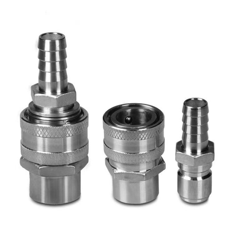 Custom CNC Machining SS304 Female Threaded GHT Quick Disconnect Fitting Quick Connector Garden Hose Thread Non-Return Snap-in Connector