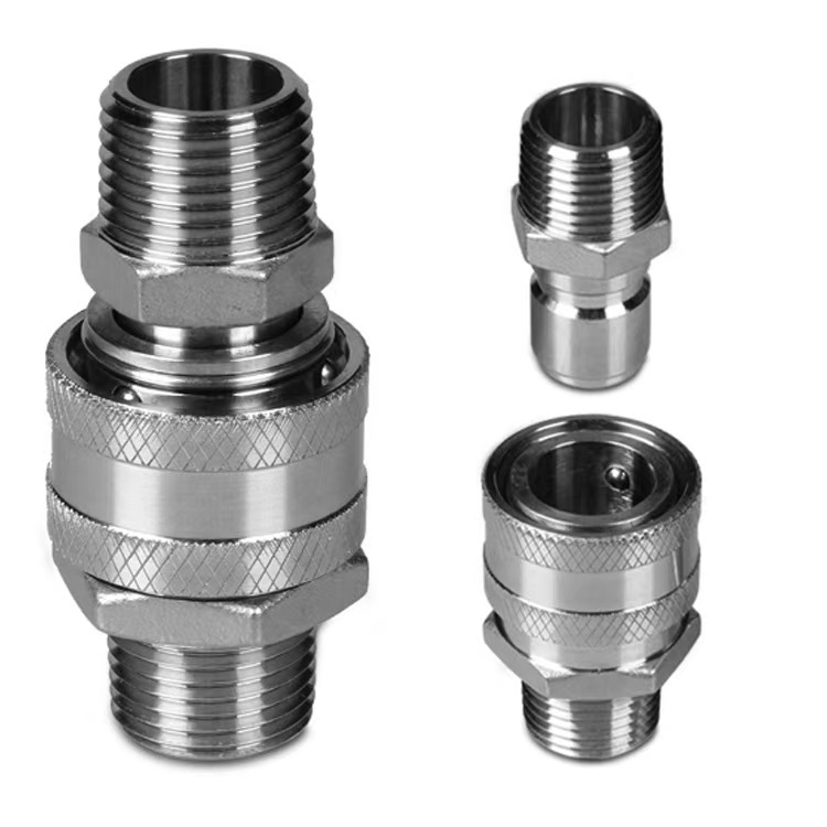Custom CNC Machining SS304 Female or Male Threaded Quick Disconnect Fitting Quick Connector Snap-in Connector