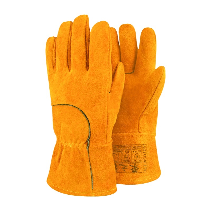 Long Leather Welding Gloves Warm Aragon Arc Welding Electric Arc Welding Protective Cotton Gloves For Winter Wholesale