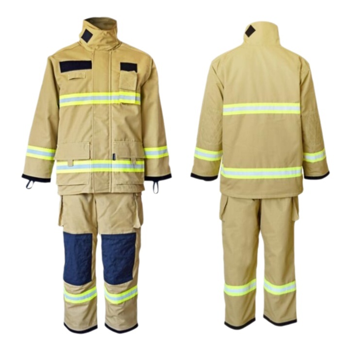 Khaki Firefighter Firefighting Battle Suit Export Version Protection Against Fire Aramid Fabric Direct Sale