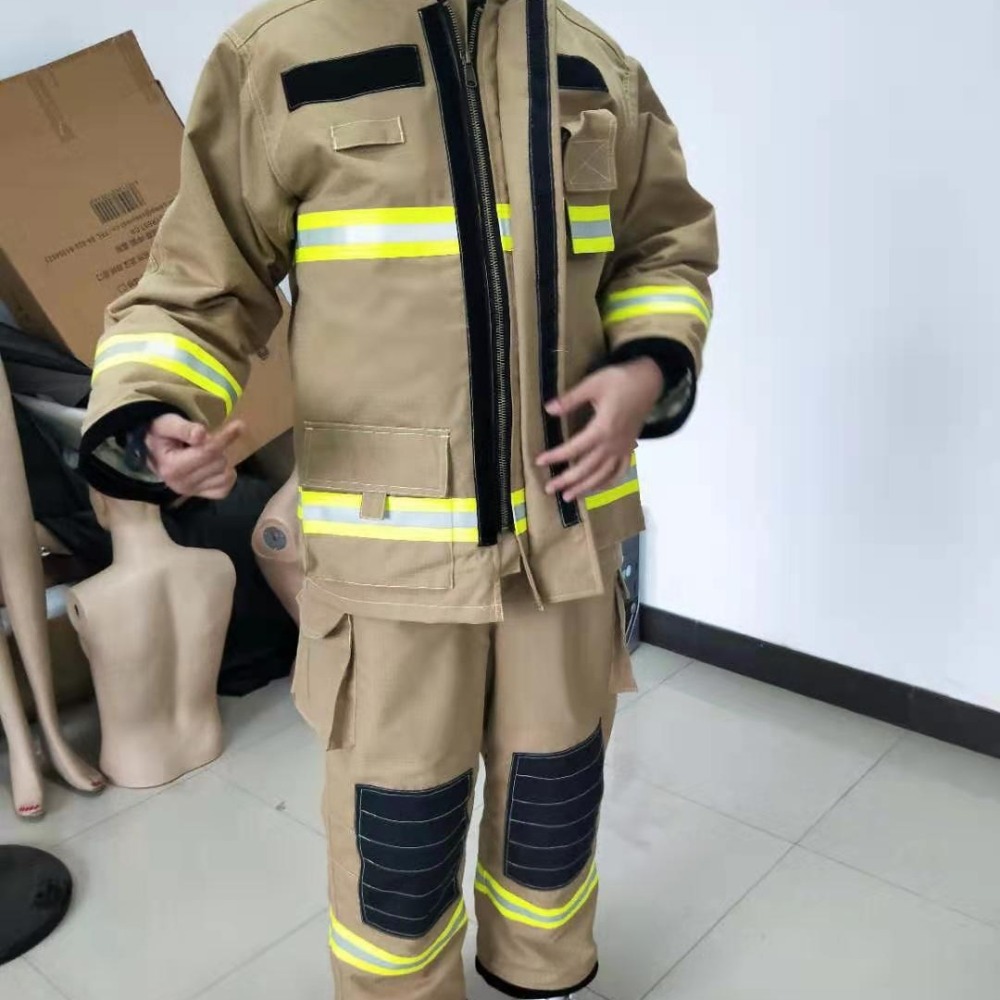 Khaki Firefighter Firefighting Battle Suit Export Version Protection Against Fire Aramid Fabric Direct Sale