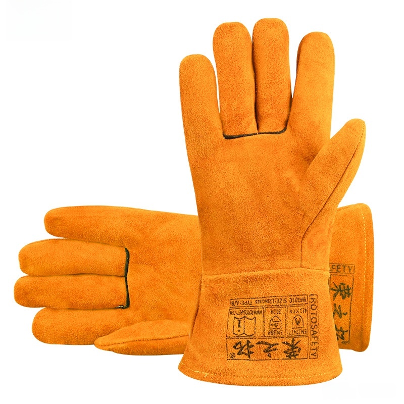 Long Leather Welding Gloves Warm Aragon Arc Welding Electric Arc Welding Protective Cotton Gloves For Winter Wholesale