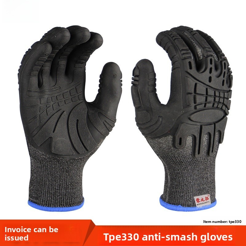 TPE Anti Collision Shockproof Hand Gloves For Steel Rebar Maintenance Walnut Prune Oil Field Repair Work