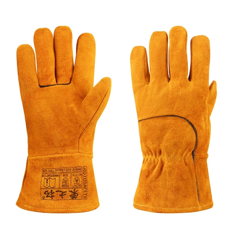 Long Leather Welding Gloves Warm Aragon Arc Welding Electric Arc Welding Protective Cotton Gloves For Winter Wholesale