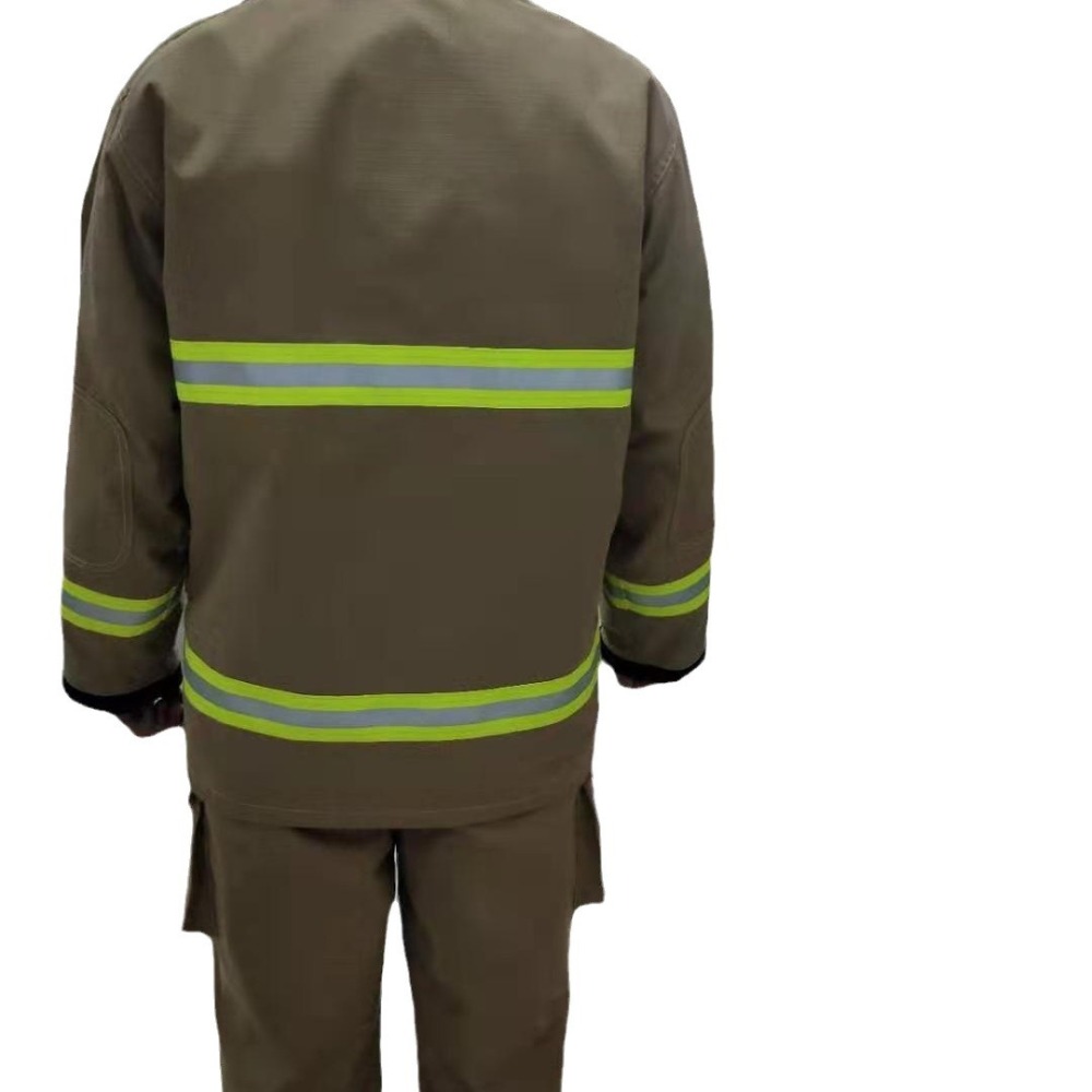 Khaki Firefighter Firefighting Battle Suit Export Version Protection Against Fire Aramid Fabric Direct Sale