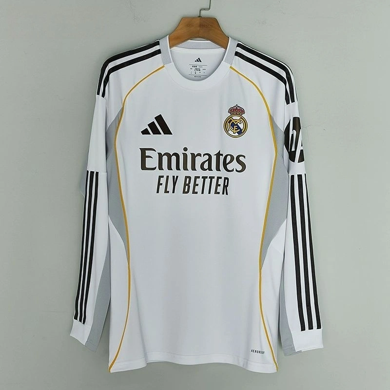 2025-26 REAL MADRID HOME LONG SLEEVE JERSEY