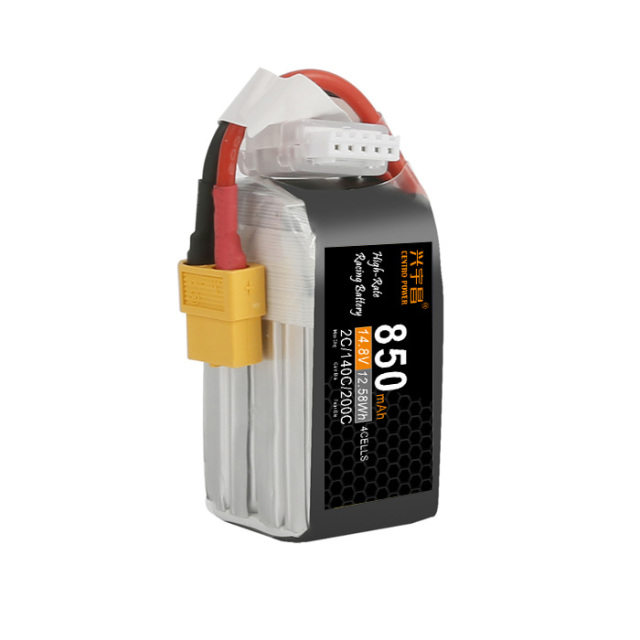 850mAh 4S 200C 14.8V LiPo Battery Pack for FPV racing