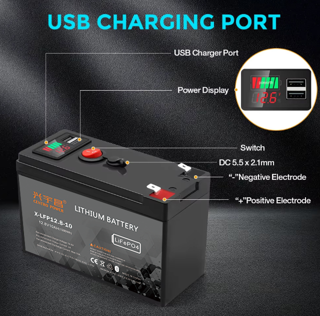12V LiFePO4 Battery 12.8V 10AH