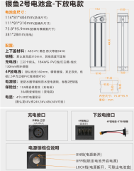 48v 10ah EBike lithium ion battery pack silver fish