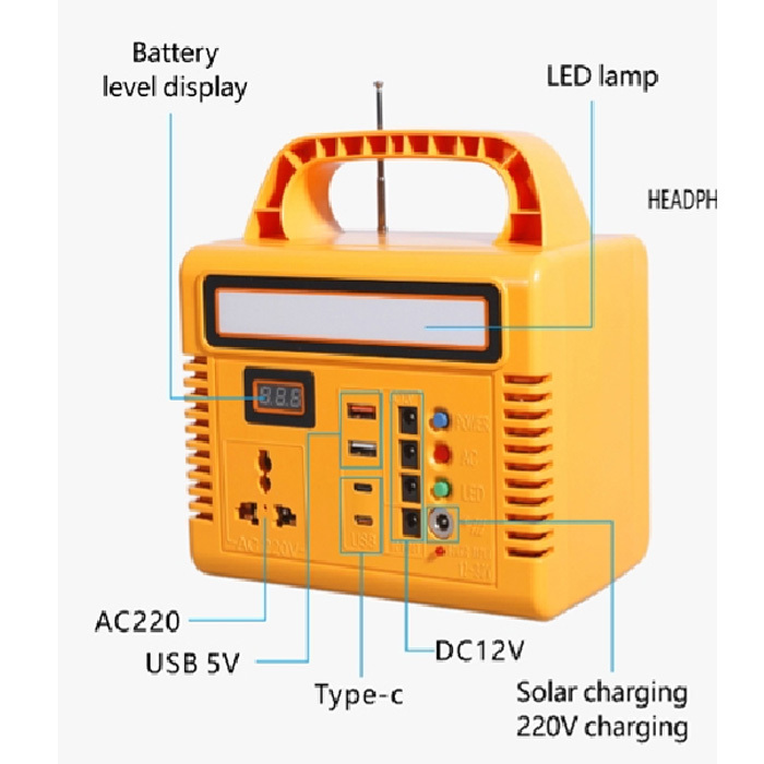 150W Portable Power Station with Built-in Radio, Outdoor Emergency Power Supply
