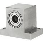 Bearing housings / T-shape / through bore / double deep groove ball bearing / aluminium, stainless steel / anodised