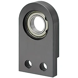 Bearing housings/ semi-circular / through holes, recess / retaining ring / deep groove ball bearing / steel, stainless steel / black oxided, nickel-plated
