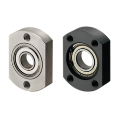 Bearing housings / compact flange / through holes / circlip / deep groove ball bearing / steel, stainless steel / black oxide, nickel plated