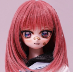 Red shoulder length short hair