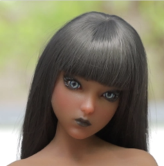 Silver gray long curly hair