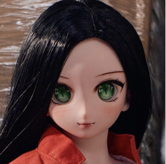 Black middle parted hair