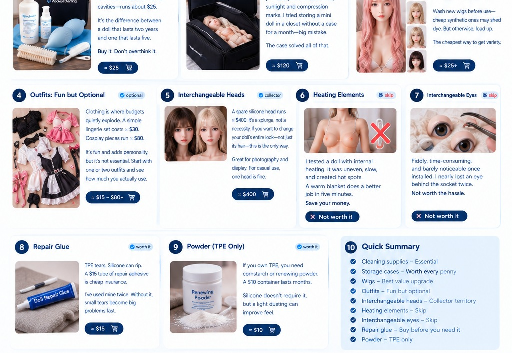 Best sex doll accessories including cleaning kits storage cases wigs and outfits