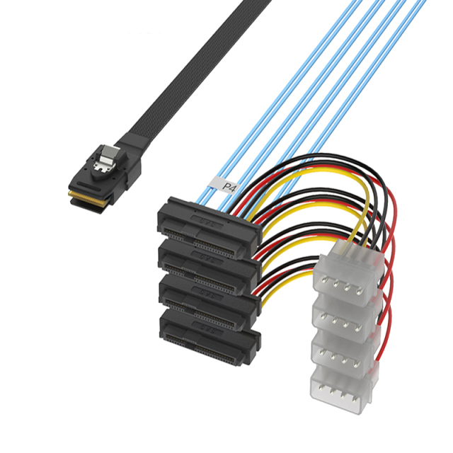 Mini SAS 36Pin SFF-8087 to 4x SAS 29Pin SFF-8482 with 15Pin SATA Power Cable