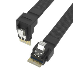 SlimSAS SFF-8654 to SlimSAS SFF-8654 4i Cable,Straight to 90 Degree Right Angle