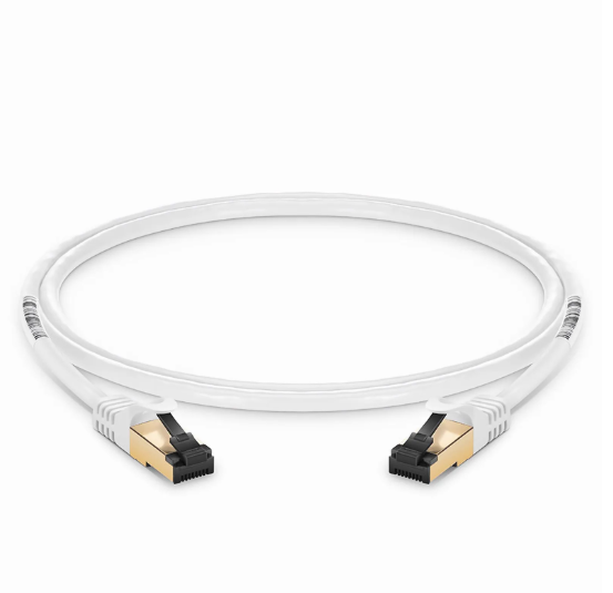 Cat8 28AWG Snagless Shielded (S/FTP) PVC CM 3ft (0.9m) Ethernet Network Patch Cable, Off-White