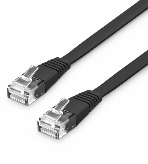 Cat6 32AWG Snagless Unshielded (U/UTP) PVC 1ft (0.3m) Flat Ethernet Network Patch Cable, Black