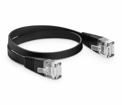 Cat6 32AWG Snagless Unshielded (U/UTP) PVC 1ft (0.3m) Flat Ethernet Network Patch Cable, Black