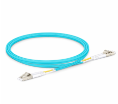 OM3 Multimode,1m (3ft) Fiber Patch Cable, LC UPC Duplex to LC UPC Duplex, Riser (OFNR), 2.0mm, Tight-Buffered, Aqua