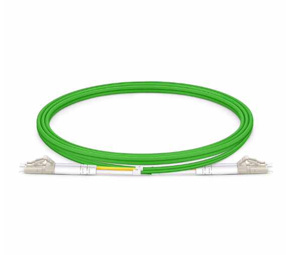 OM5 Multimode, 1m (3ft) Fiber Patch Cable, LC UPC Duplex to LC UPC Duplex, Riser (OFNR), 2.0mm, Tight-Buffered, Lime Green